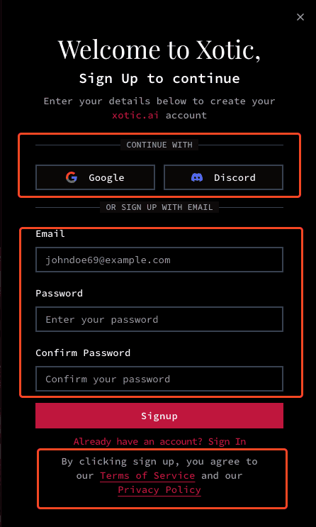 Entering your details