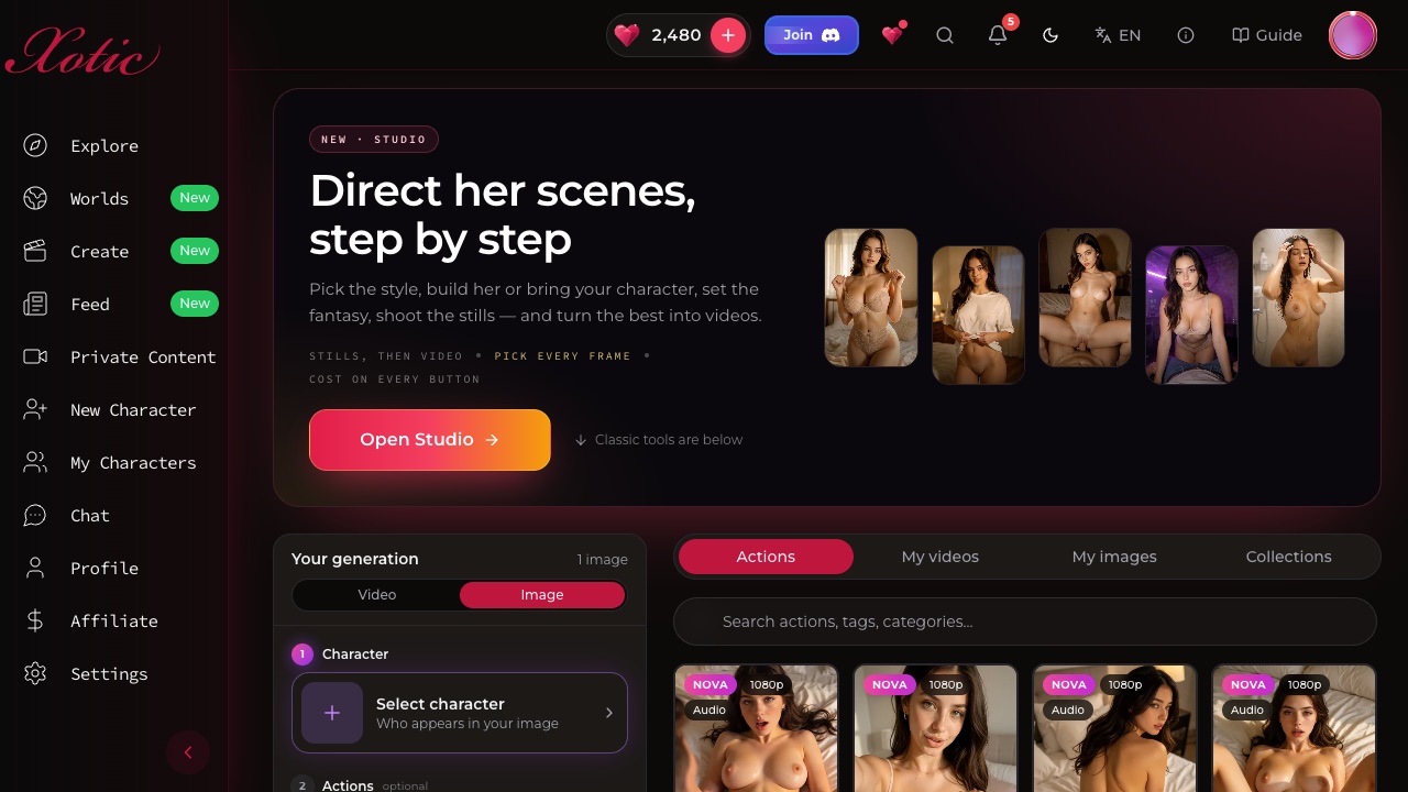 The Studio card at the top of the Create page with the Open Studio button